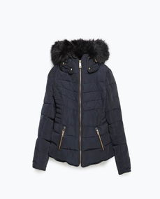 zara 女装 08073735401 毛领棉服